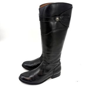 Frye Molly Button Black Leather Knee High Tall Zip Up Riding Boot Size 7.5